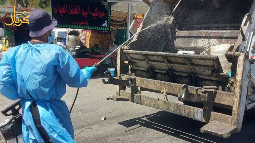 تعقيم عجلة لجمع النفايات.
